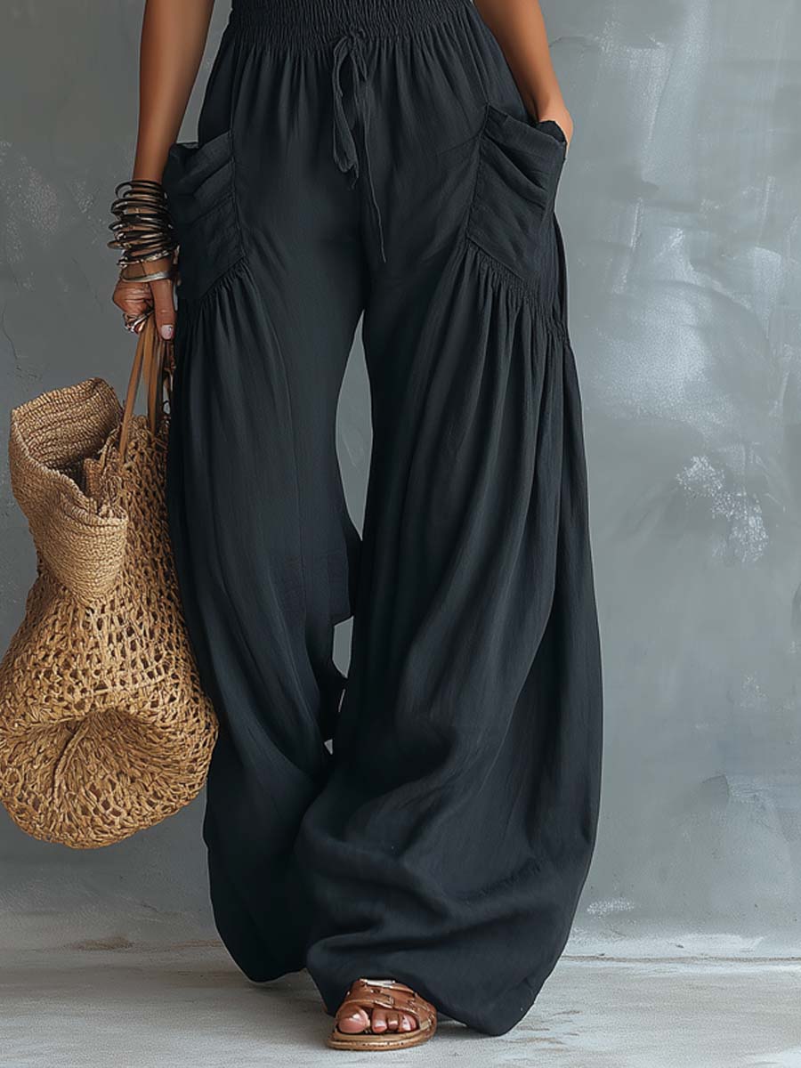 Mono Retro con Cuello Halter de Encaje y Bolsillos
