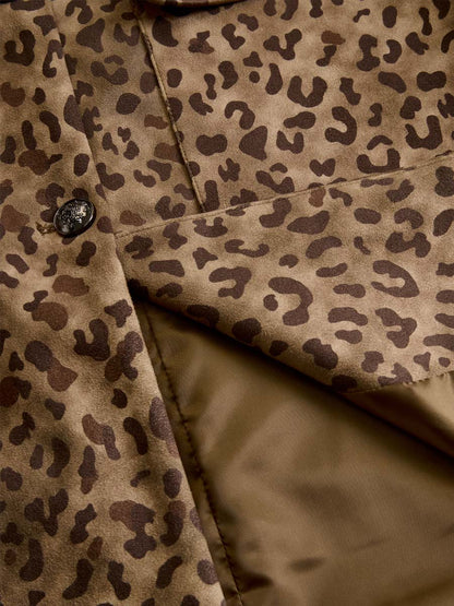 Chaqueta de efecto ante con estampado de leopardo