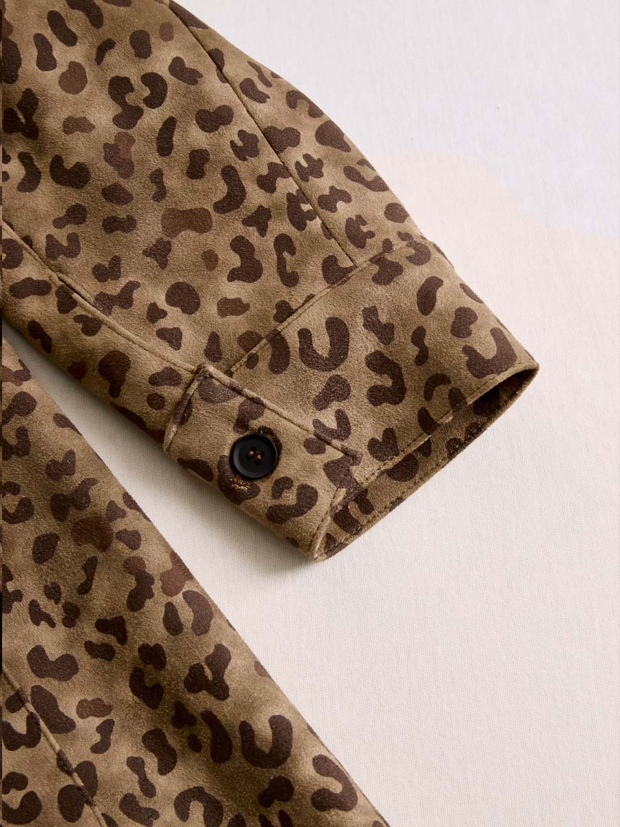 Chaqueta de efecto ante con estampado de leopardo