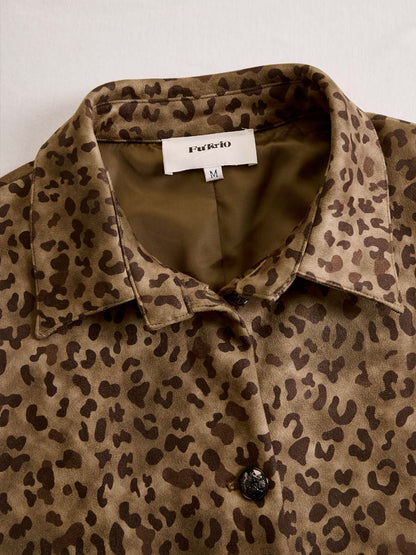 Chaqueta de efecto ante con estampado de leopardo