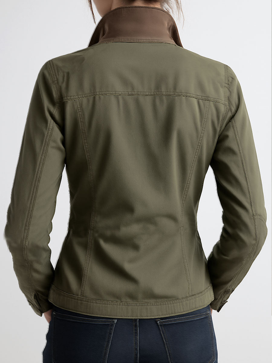 Chaqueta Cargo Verde Oliva de Exterior con Bolsillos Utility