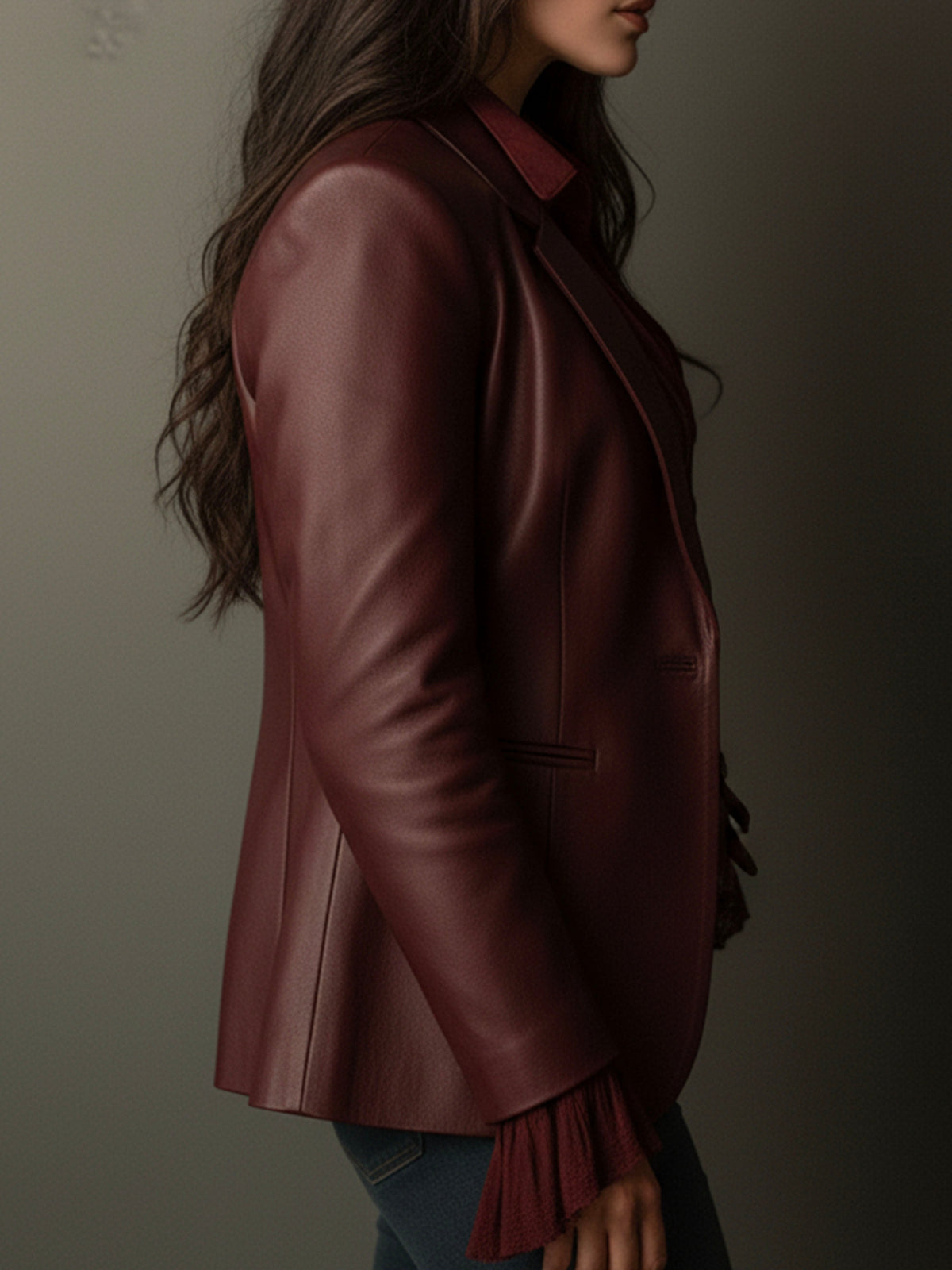 Blazer Vintage de Ecopiel Color Burdeos
