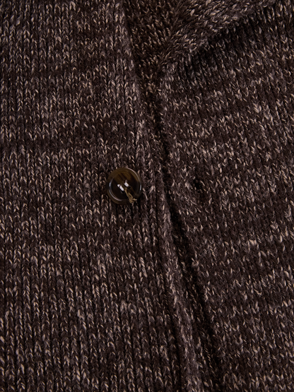 Chaqueta de punto marrón con cremallera asimétrica