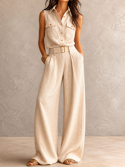 Mono Utility Boho Azul Pizarra Oscuro Texturizado con Cinturón