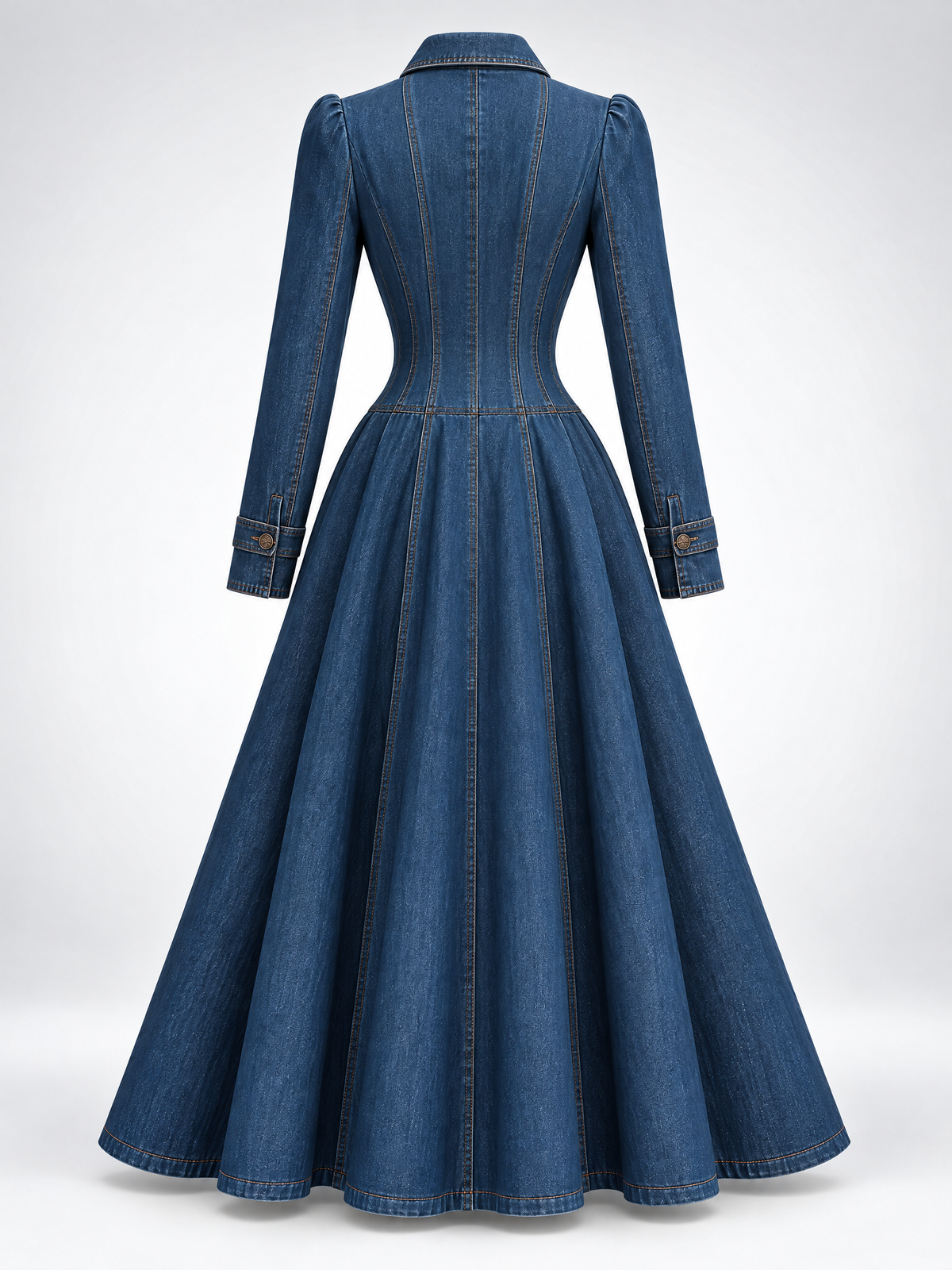 Gabardina vaquera larga entallada de estilo retro
