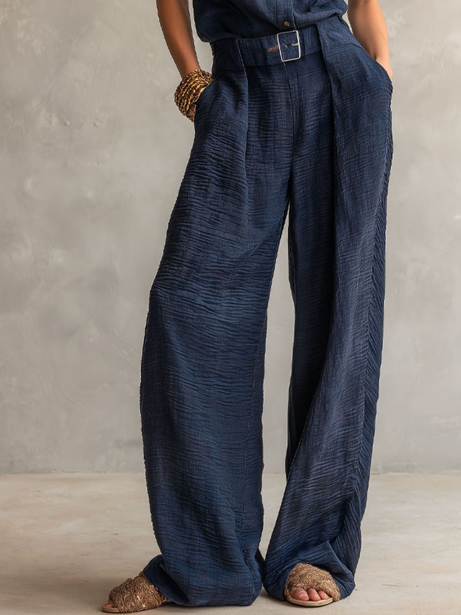 Mono Utility Boho Azul Pizarra Oscuro Texturizado con Cinturón