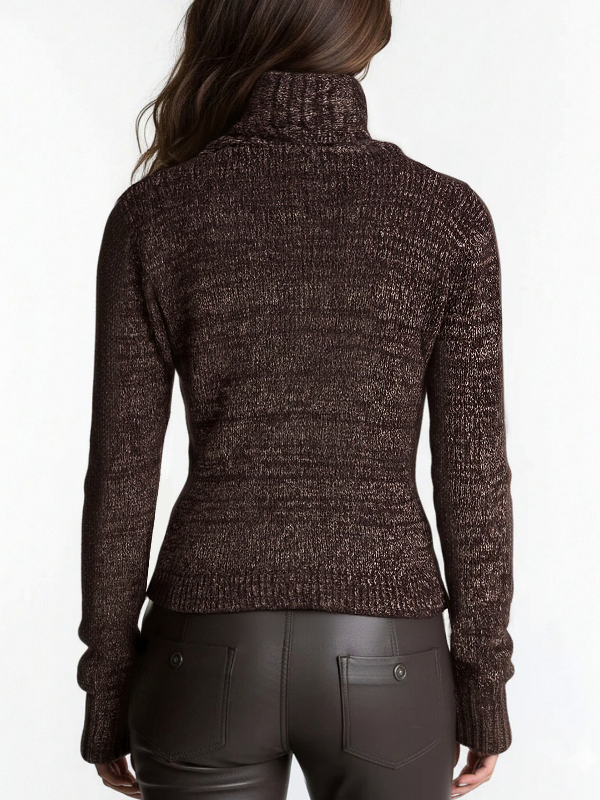Chaqueta de punto marrón con cremallera asimétrica