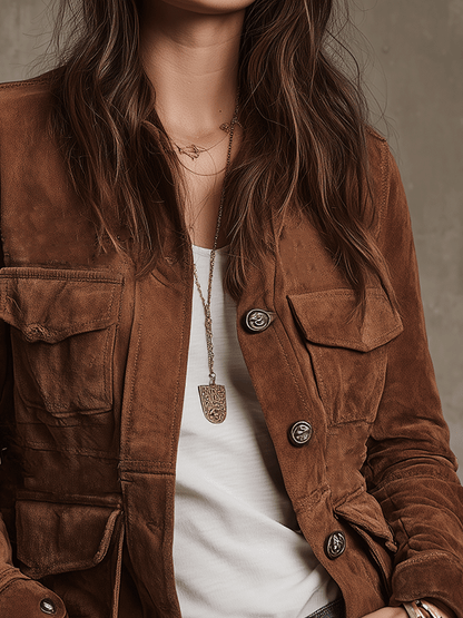 Chaqueta Utility Vintage de Ante Marrón