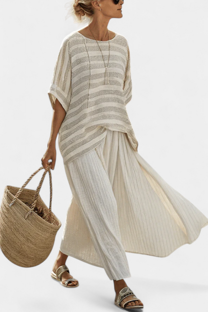 Westlyn | Conjunto de lino con rayas suaves