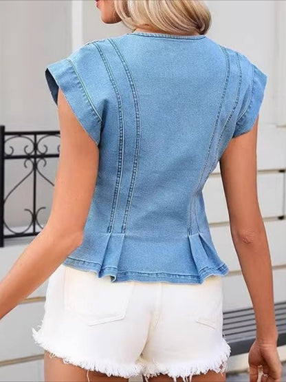 Violeta | Top de denim con escote en V