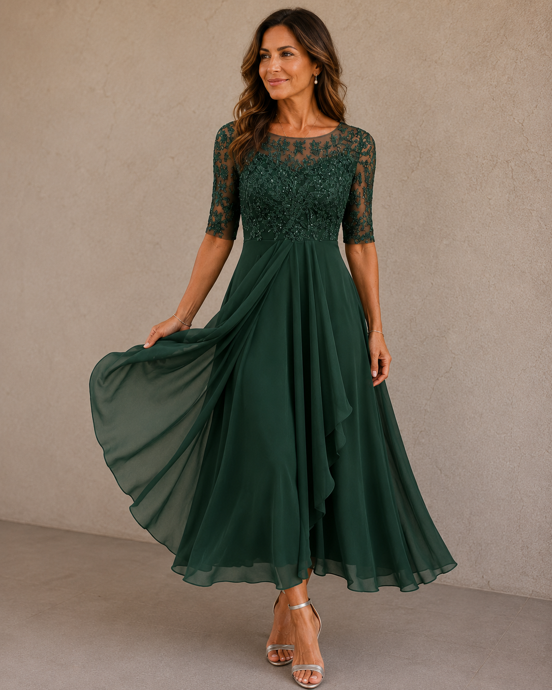 Olga | Vestido de Encaje y Chifón
