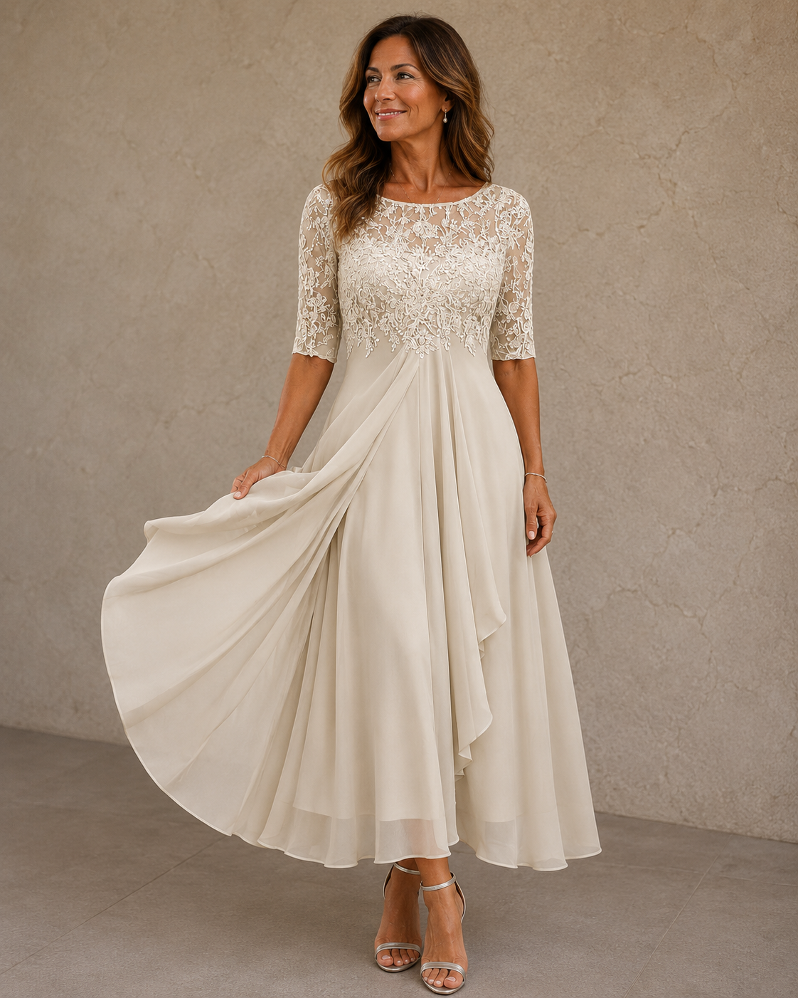 Olga | Vestido de Encaje y Chifón