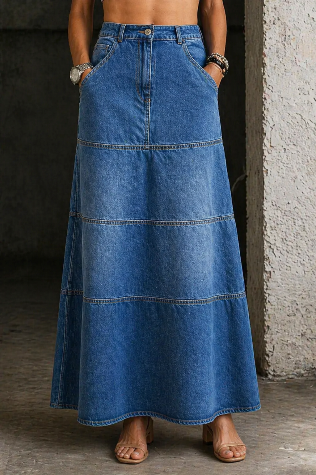 María | Falda de denim de longitud media