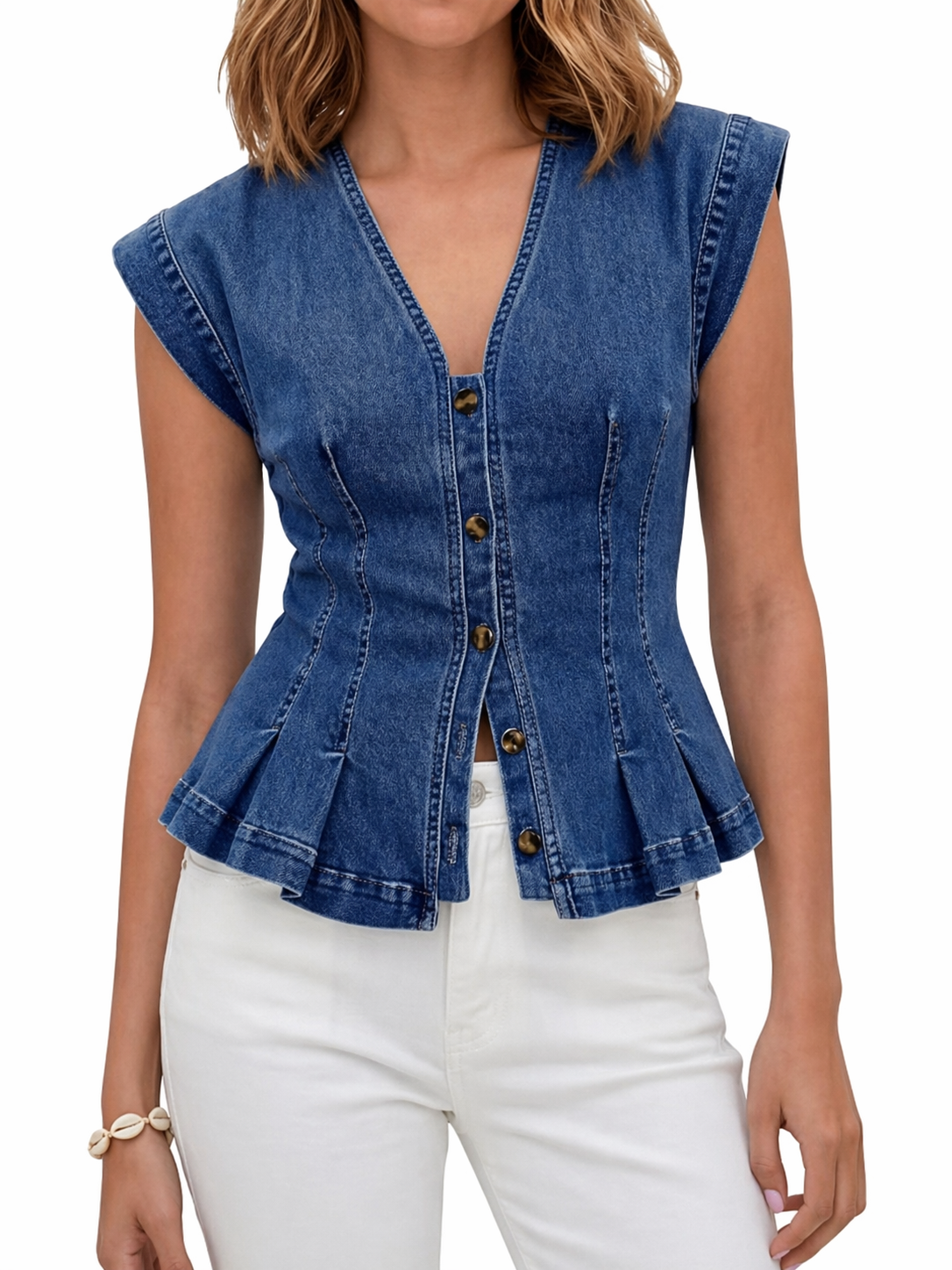 Violeta | Top de denim con escote en V