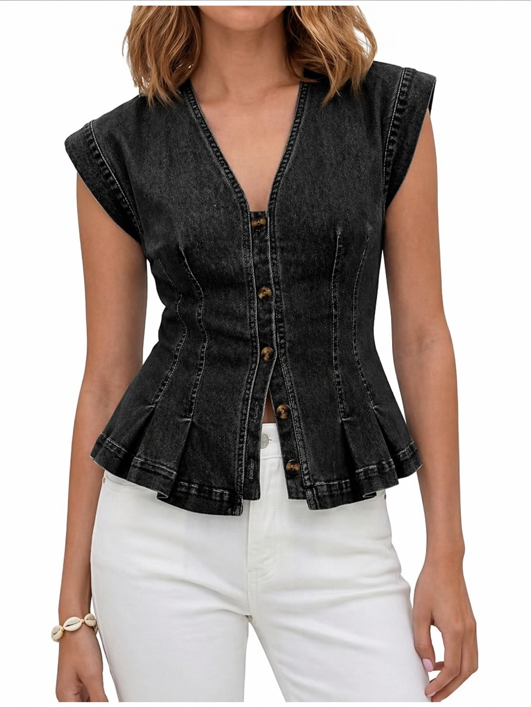 Violeta | Top de denim con escote en V