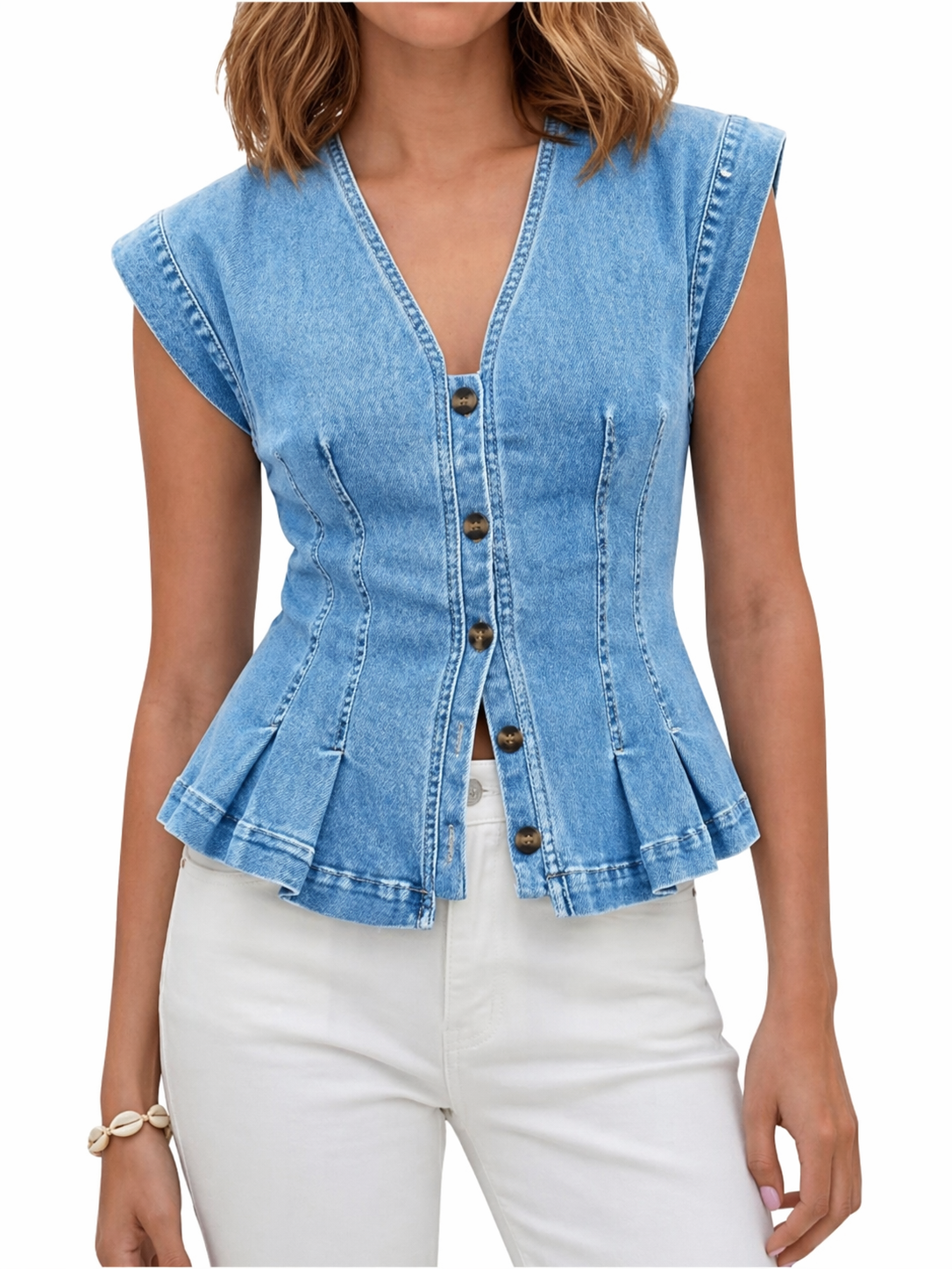 Violeta | Top de denim con escote en V
