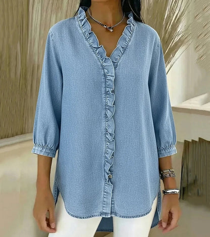 Lucía | Blusa denim fluida con cuello en V