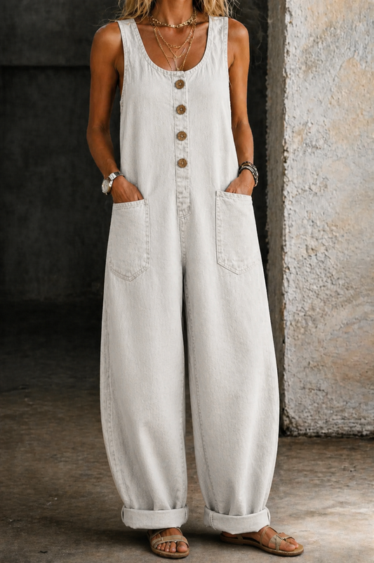 Pilar | Overol de denim de algodón lavado vintage