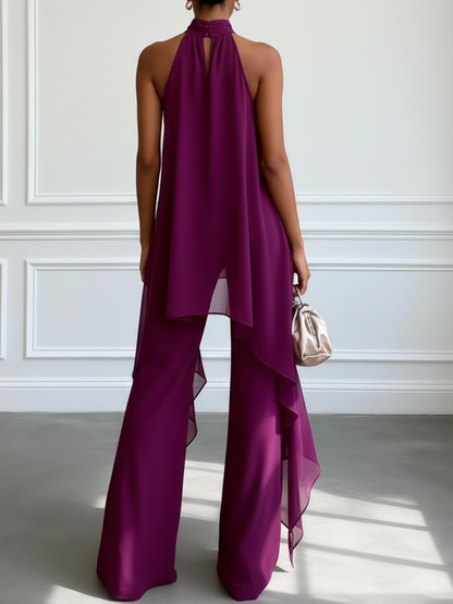 Luxury | Conjunto elegante con top halter y pantalón fluido
