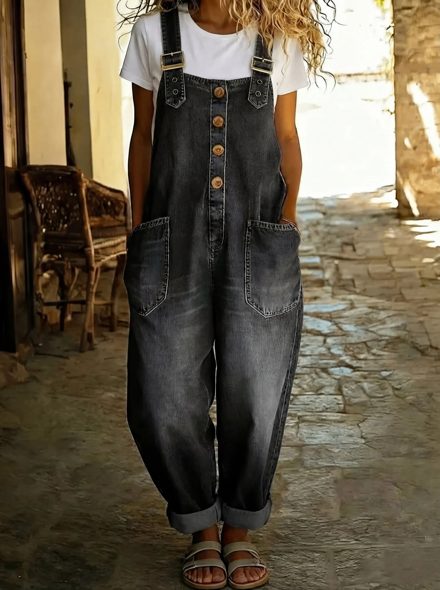Rocio™ - Mono vaquero casual con hebilla ajustable.