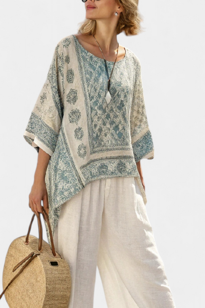 Elodie | Conjunto en lino mediterráneo