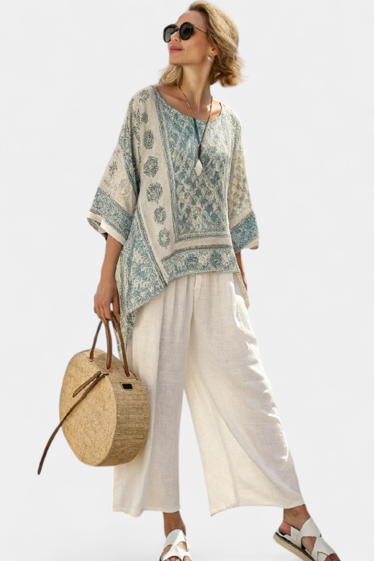 Elodie | Conjunto en lino mediterráneo