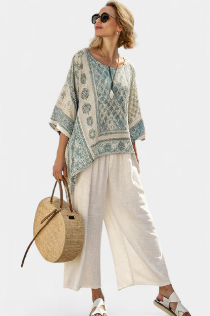 Elodie | Conjunto en lino mediterráneo