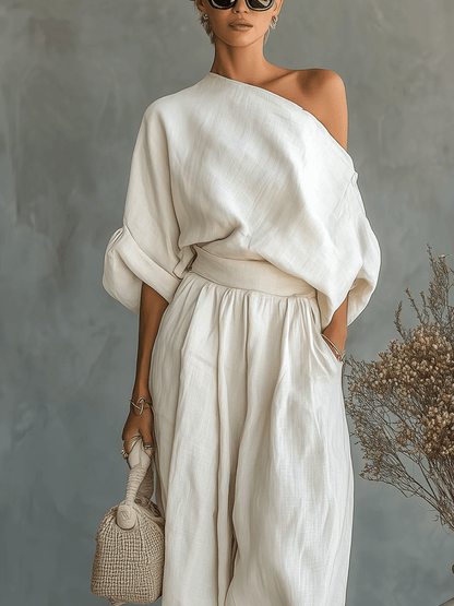 Mila | Conjunto fluido con hombro descubierto