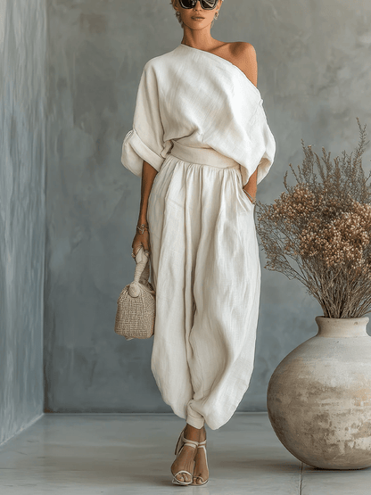 Mila | Conjunto fluido con hombro descubierto