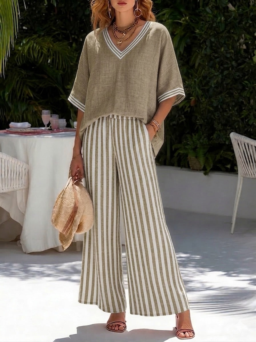 Amaya | Conjunto de lino a rayas, fresco y elegante