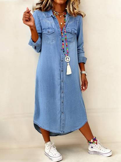 Helena | Vestido camisero de denim casual y elegante