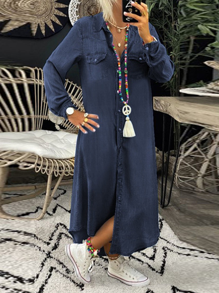 Helena | Vestido camisero de denim casual y elegante