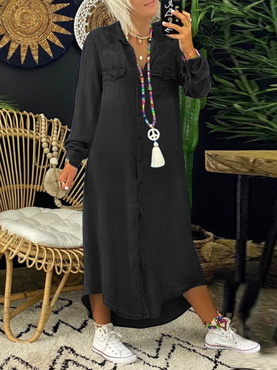 Helena | Vestido camisero de denim casual y elegante